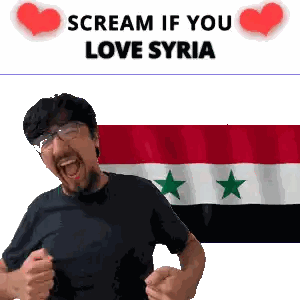 Man Screaming Syrian Flag Scream If You Love Syria Sticker