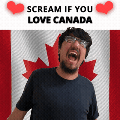 Man Screams Canadian Flag Scream If You Love Canada GIF