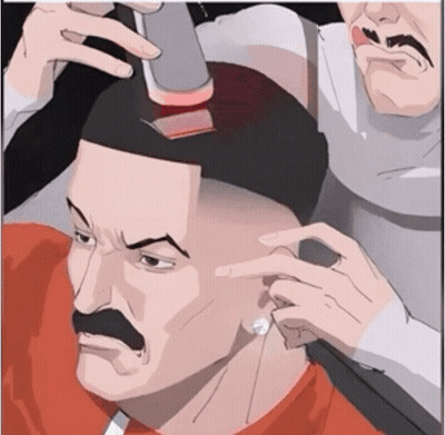 Man Shaving Another's Mustache GIF