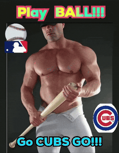 Man Shirtless Holding Baseball Bat GIF