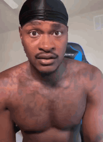Man Shirtless Wearing Black Headband GIF