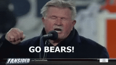 Man Shouting Into Microphone Saying Go Bears GIF