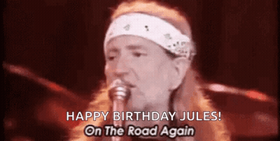 Man Singing Happy Birthday Jules On The Road Again GIF