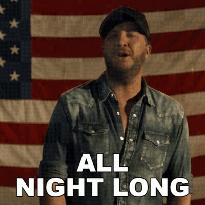 Man Singing In Front Of American Flag All Night Long GIF