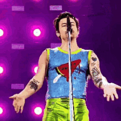 Man Singing In Watermelon Tank Top GIF
