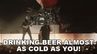 Man Singing Into Microphone Drinking Beer Almost As Cold As You GIF
