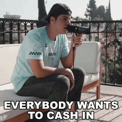 Man Singing Into Microphone Everybody Wants To Cash In GIF