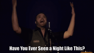 Man Singing Into Microphone Have You Ever Seen A Night Like This GIF