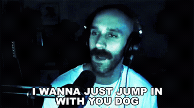 Man Singing Into Microphone I Wanna Jump In With You Dog GIF
