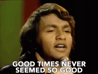 Man Singing Into Microphone Saying Good Times Never Seemed So Good GIF