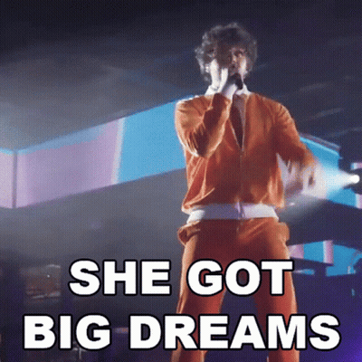 Man Singing Into Microphone She Got Big Dreams GIF