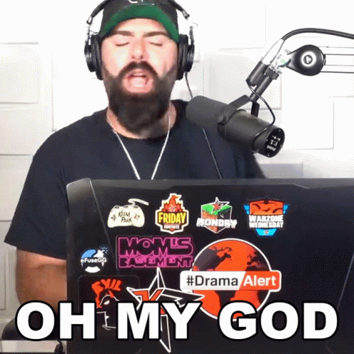 Man Singing Into Microphone With Oh My God GIF