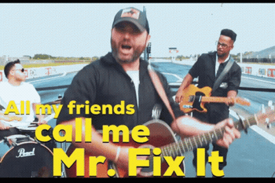 Man Singing Playing Guitar All My Friends Call Me Mr Fix It GIF