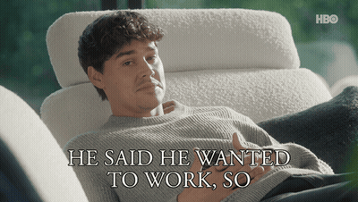 Man Sits In Chair Saying He Said He Wanted To Work So GIF
