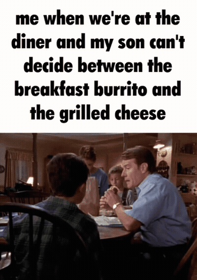 Man Sits With Two Children Says Me When We're At The Diner GIF