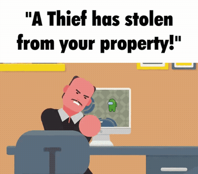 Man Sitting At Computer A Thief Has Stolen From Your Property GIF