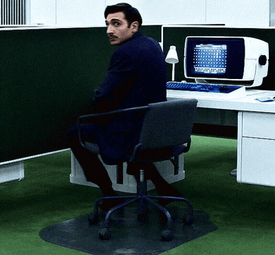 Man Sitting At Computer With ABC Screen GIF