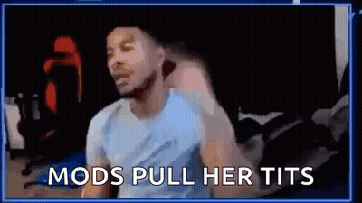 Man Sitting At Computer With Mods Pull Her Tits GIF