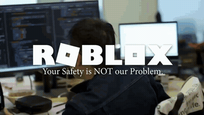 Man Sitting At Computer With Roblox Logo GIF