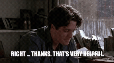 Man Sitting At Desk Saying Right Thanks That's Very Helpful GIF