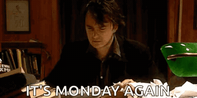 Man Sitting At Desk With It's Monday Again GIF