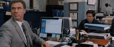 Man Sitting At Desk With NYPD Computer GIF