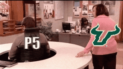 Man Sitting At Desk With P5 On Shirt GIF