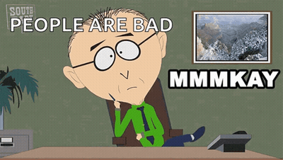 Man Sitting At Desk With People Are Bad GIF