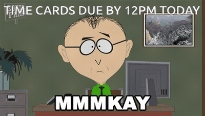 Man Sitting At Desk With Time Cards Due GIF