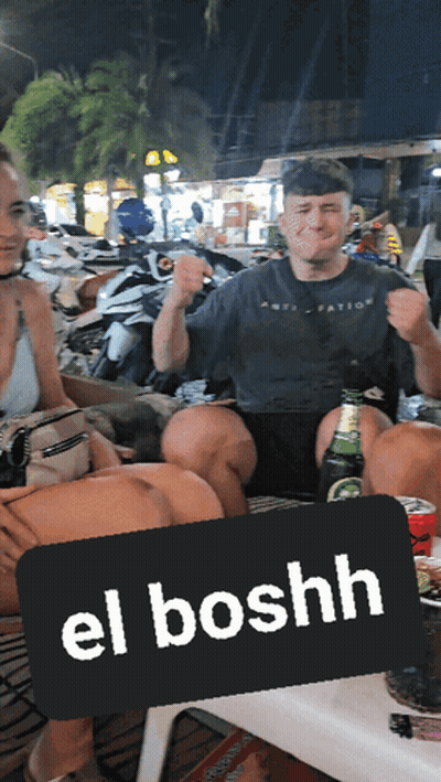 Man Sitting At El Boshhh Sign GIF