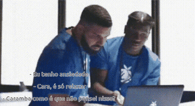 Man Sitting At Laptop Saying Eu Tenho Ansiedade GIF
