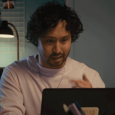 Man Sitting At Laptop With Dia Sticker GIF