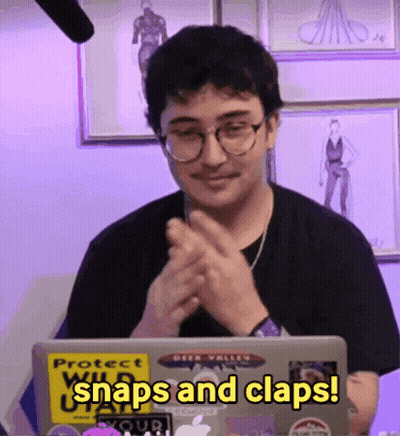 Man Sitting At Laptop With Protect Wild Valley Snaps And Claps Sticker GIF