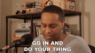Man Sitting At Microphone Says Go In And Do Your Thing GIF