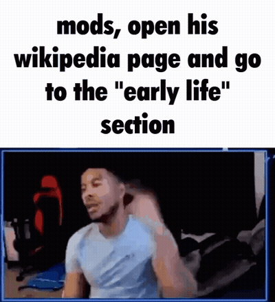 Man Sitting At Screen With Mods Open Wikipedia Early Life Section GIF