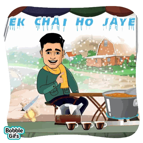 Man Sitting At Table Ek Chai Ho Jaye Sticker