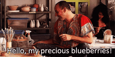 Man Sitting At Table Hello My Precious Blueberries GIF