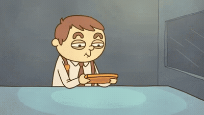 Man Sitting At Table Holding Purse GIF