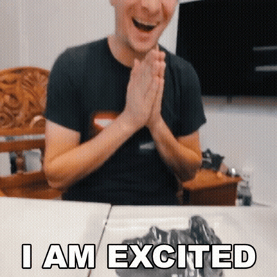 Man Sitting At Table Saying I Am Excited GIF