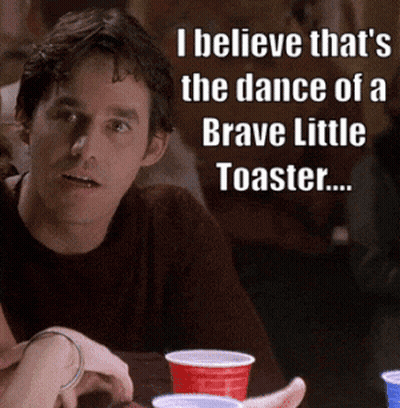 Man Sitting At Table Saying I Believe That's The Dance Of A Brave Little GIF