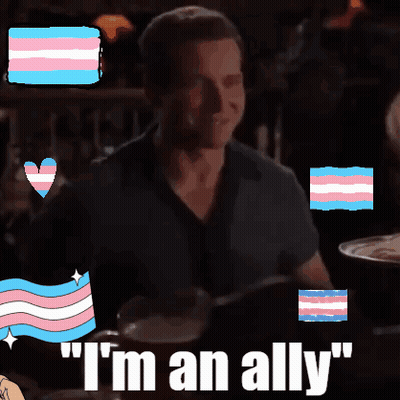 Man Sitting At Table Saying I'm An Ally GIF