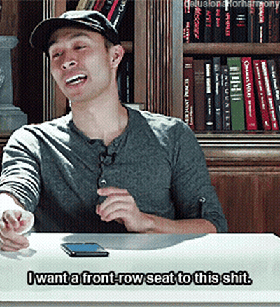 Man Sitting At Table Saying I Want A Front Row Seat To This Shit GIF
