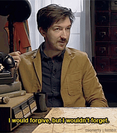 Man Sitting At Table Saying I Would Forgive But I Wouldn't Forget GIF