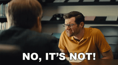 Man Sitting At Table Saying No It's Not GIF