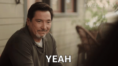 Man Sitting At Table Saying Oh Yeah Sure GIF