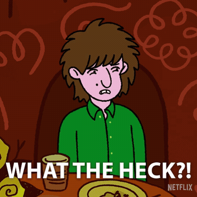 Man Sitting At Table Saying What The Heck GIF