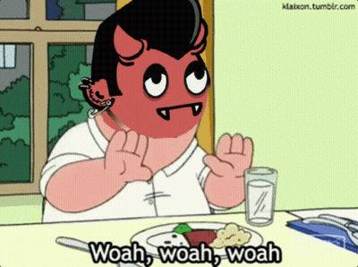 Man Sitting At Table Saying Woah Woah Woah GIF