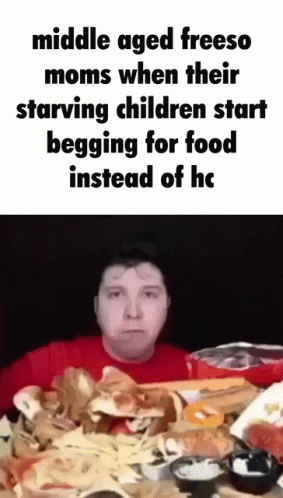 Man Sitting At Table With Food And Middle Aged Freeso Moms Meme GIF