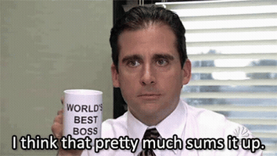Man Sitting At Table With Just A Straight Shooter With Upper Management Written All Over Him GIF