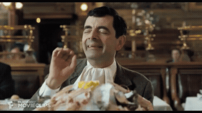 Man Sitting at Table With Plate Saying Movieclips